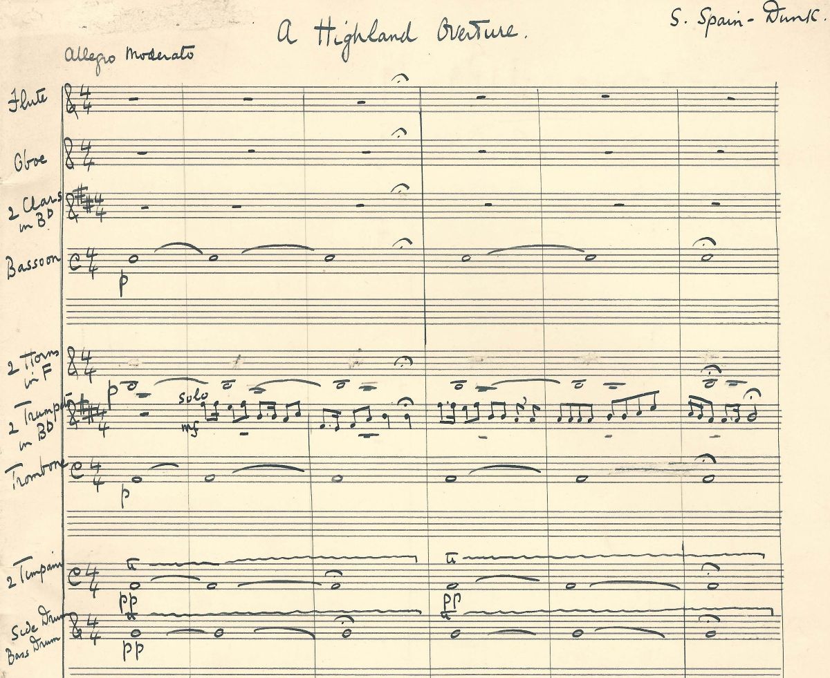 Excerpt of manuscript for Highland Overture by Susan Spain-Dunk.