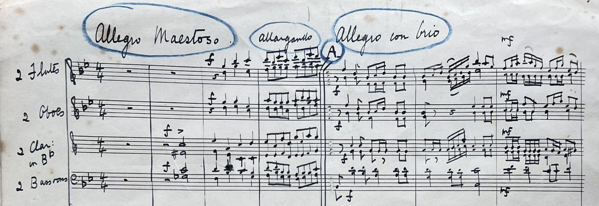 Excerpt of The Kentish Downs Overture manuscript by Susan Spain-Dunk