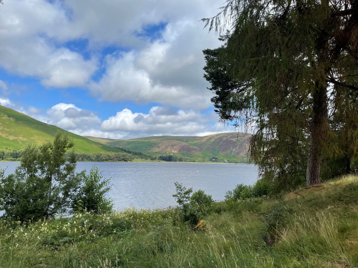 Photograph of St Marys Loch, Scotland, and surrounding countryside.